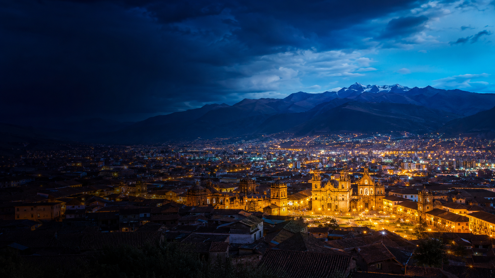 Cusco illuminated at night